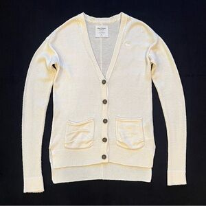 Abercrombie & Fitch Off White Cream Button Up Knit Cardigan Sweater Women XS EUC